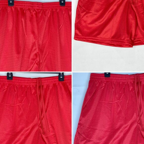 New Mens Athletic Mesh Shorts XL Jersey Pockets Red Gym Basketball - Picture 8 of 11